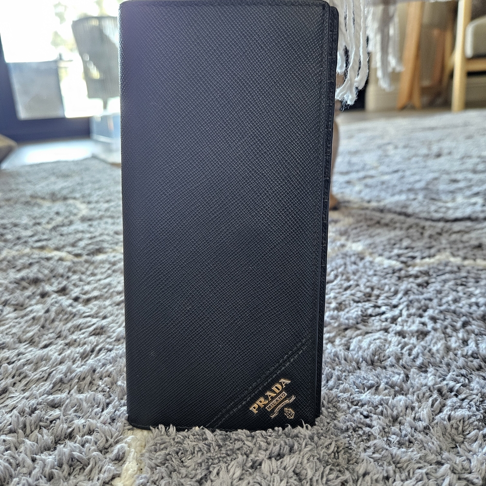 Prada Black Saffiano Leather Long Wallet